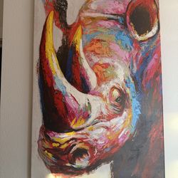 Rhino oil painting