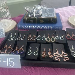 Handmade earrings, Bowls, Buttons, Bracelets