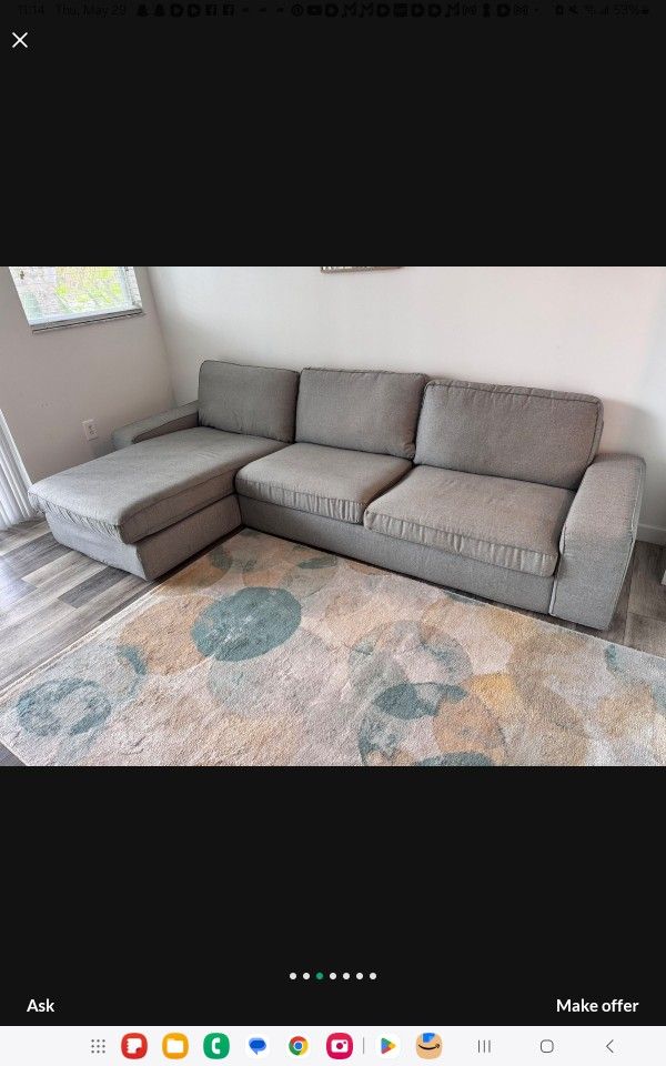 IKEA KIVIK GRAY SOFA WITH CHAIR