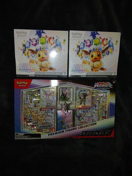 2 Pokémon TCG Prismatic Evolutions Premium Figure Collection Sealed NEW IN BOX 