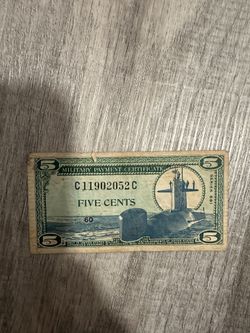 Military Payment Certificate 5 Cents