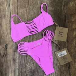 Nwt STONE FOX SWIM bikini set. Enzo Bottoms xs, Dario Top Small, GRANITA color