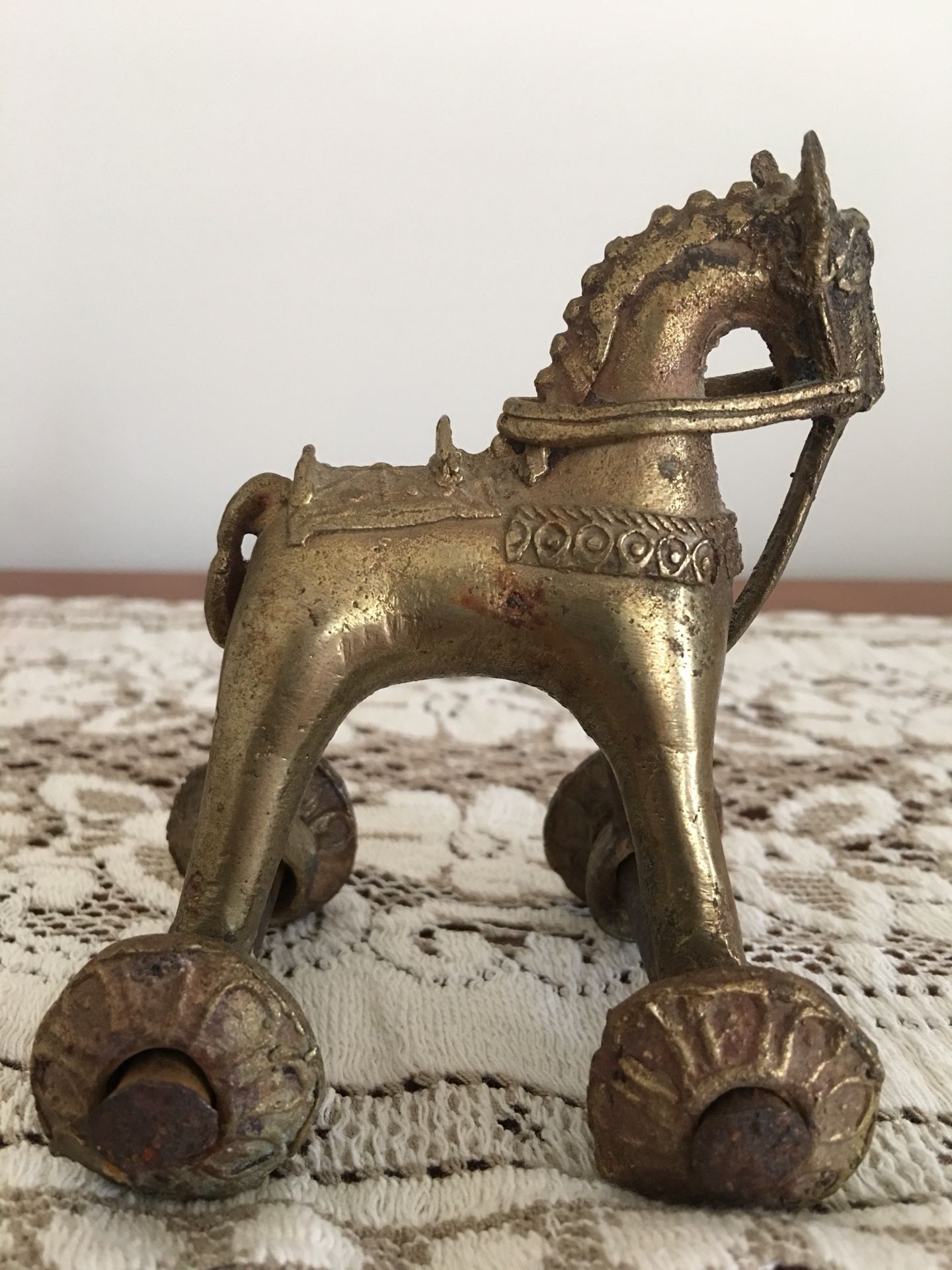 Indian temple horse toy on wheels