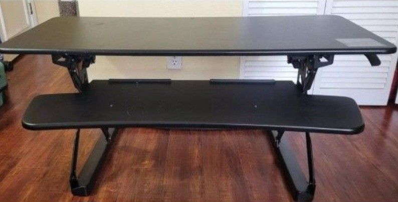 Height-Adjustable Standing Desk Riser With Removable Keyboard Tray, Black