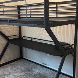 Loft bed With gaming Desk Under Bed