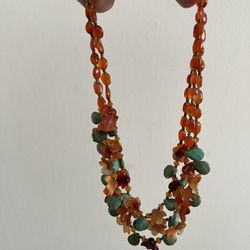 Multi-colored Amber and Turquoise Necklace
