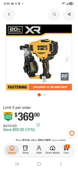 Pistola de clavos para techo dewalt