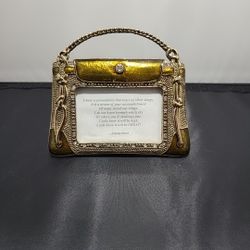 Goldtone Rhinestones Small Photo Figurine Purse Frame (BS)