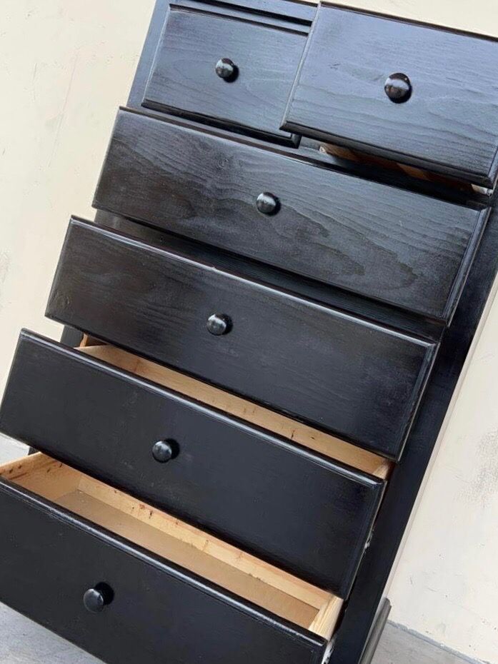 Duplex 6 drawer black pine
