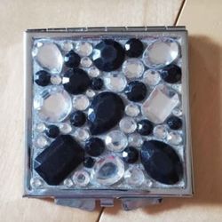 Black & Clear Rhinestone Travel  Mirror