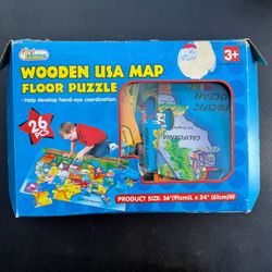 Wooden USA Map Floor Puzzle