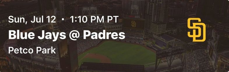 Blue Jays vs Padres Sunday 12th
