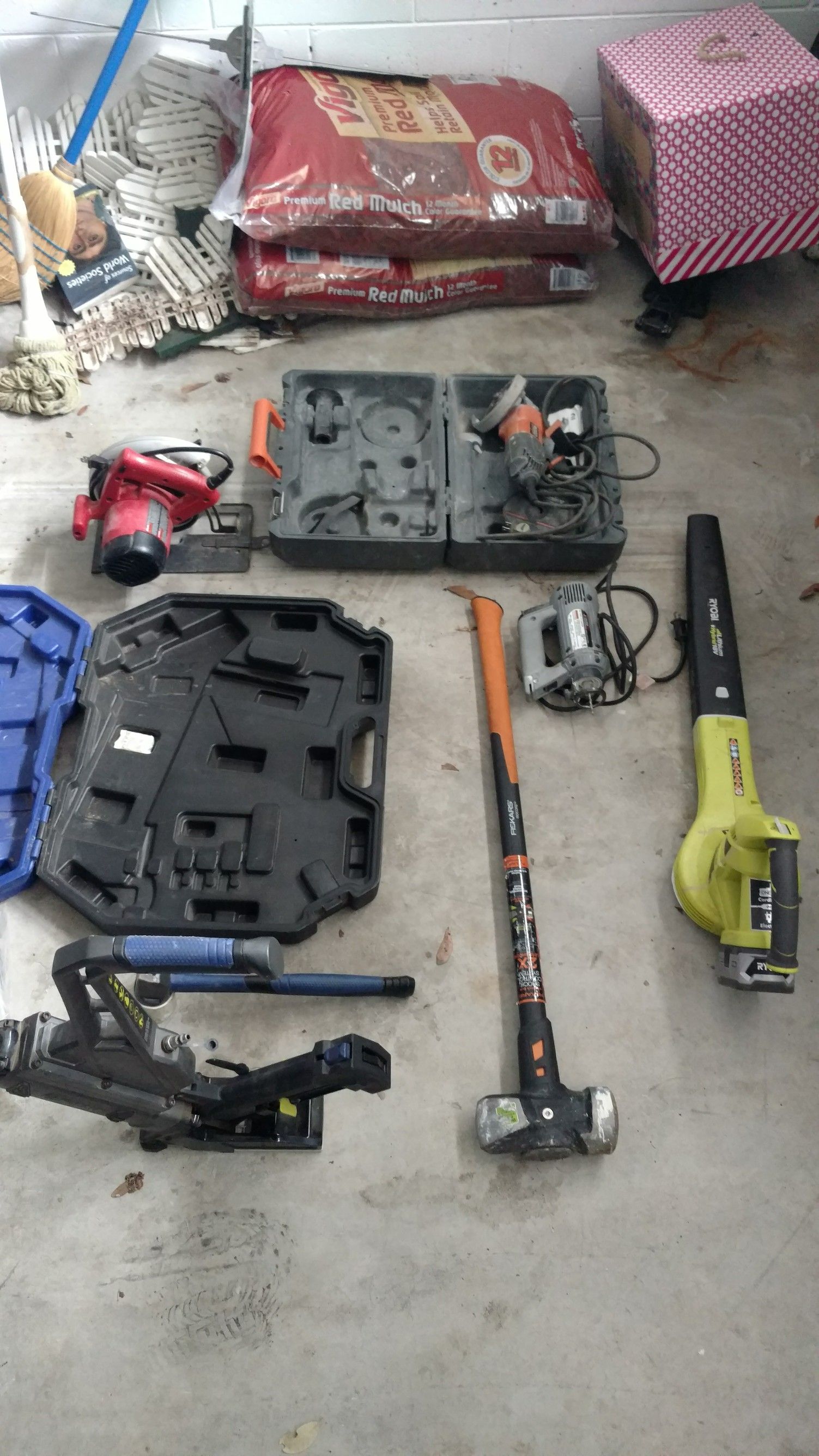 Flooring Nailer, Saw, Sledgehammer, etc