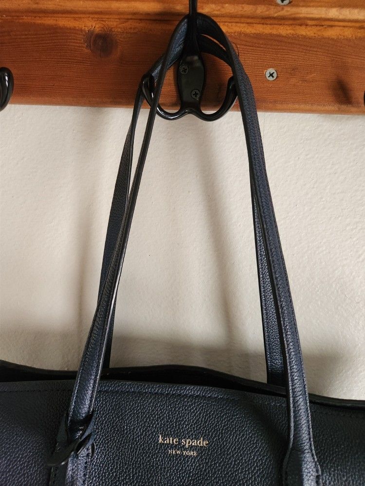 Kate Spade Margaux Parisian Navy Leather Large Tote With Bag Charm