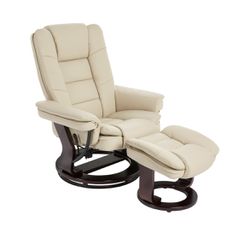 Leather Recliner with Ottoman, Mahogany Wood Base, Ultra-Plush Double Foam Layered Reclining Bonded Leather Chair for Living Room and Office