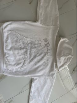 Authentic Sp5der White Rinestone Web Hoodie
