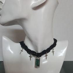 Handmade Black  Cute Choker With Mini Pendant