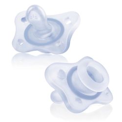 Chicco PhysioForma 100% Soft Silicone Mini One Piece Pacifier For Babies Aged 0-2 Months | BPA & Latex Free | Reusable Sterilizing Case | Blue, 2pk
