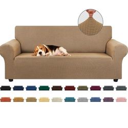 KEKUOU Stretch Sofa Cover Slipcover ，Couch Covers for 3 Cushion Couch Sofa pet Friendly (78"-94") Furniture Protector Sofa with Elastic Bottom for Kid