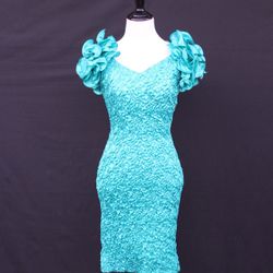 Fab 1980s Teal Green Party Dress-Brand New w/Tags!