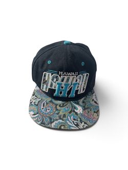 Hawaii Rainbow Warriors Black Snapback Cap Teal Paisley Brim One Size