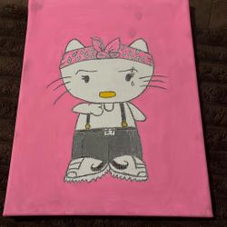 Gangster Kitty XL Canvass Painting (Self Made)