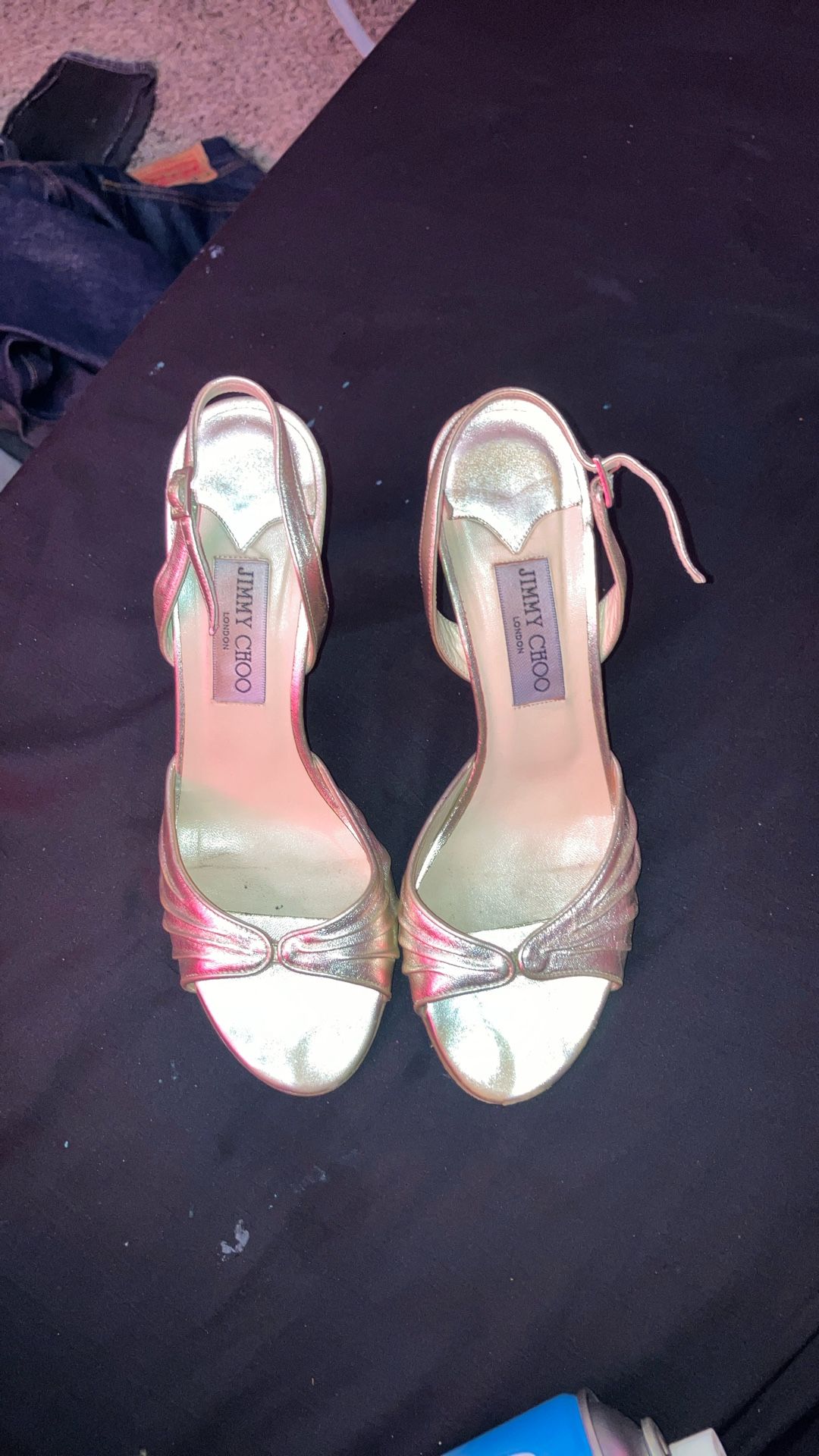 JIMMY CHOO GOLD KITTEN HEEL