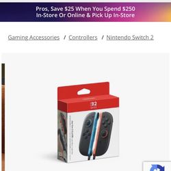 Switch 2 controllers 25% Off