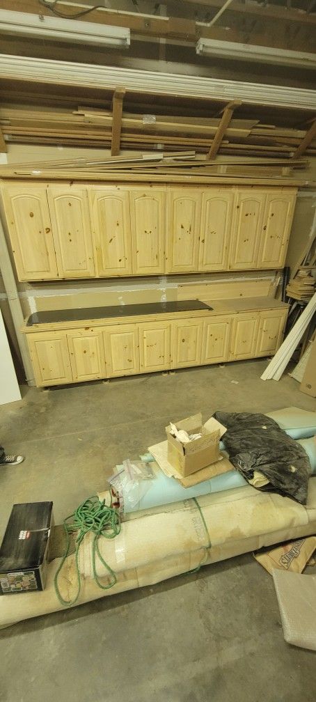 Custom Cabinets, Knotty Pine Natural Whitewash Finish
