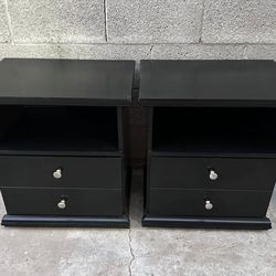 2 Large Black Nightstands