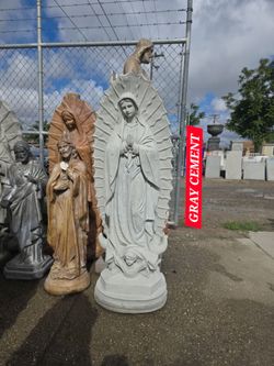 CONCRETE VIRGEN DE GUADALUPE STATUE (4' FEET TALL) GRAY CEMENT $300