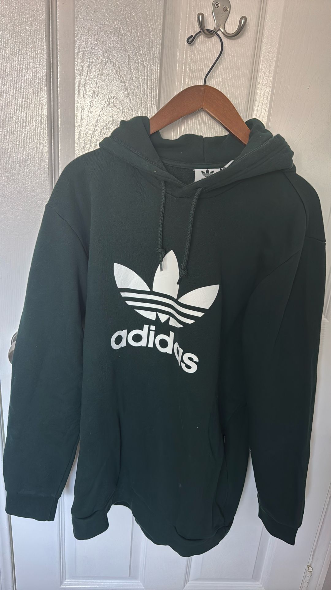Men’s Dark Green Adidas Hoodie Pull Over Jacket Size L