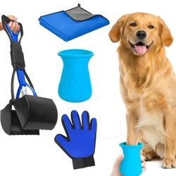 Startrust Paw Cleaner Dogs Cleaning Kit  - Paw Cleaner Towel Glove Brush Poop Scoop