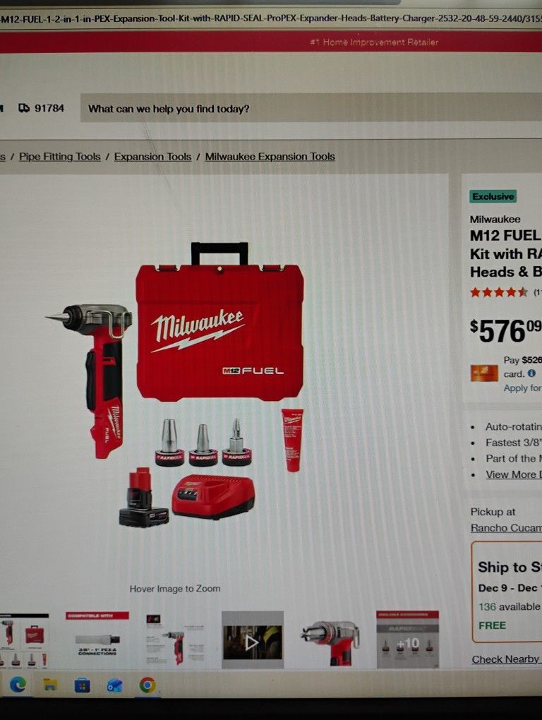 Milwaukee M12 Fuel 1/2in -1in PEX Expansion Tool Kit