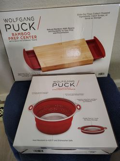 NEW!! Bamboo Prep Center and Collapsible Colander/Strainer Set!!