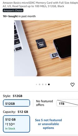 Amazon Basics 512GB microSDXC Memory Card