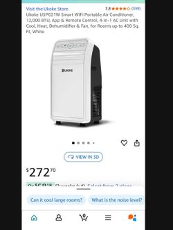 Portable Air Conditioner, 4-in-1 AC Unit with Cool, Heat, Dehumidifier & Fan, for Rooms up 