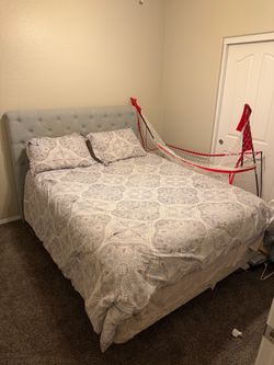 Queen Bed Frame, Box Spring & Headboard