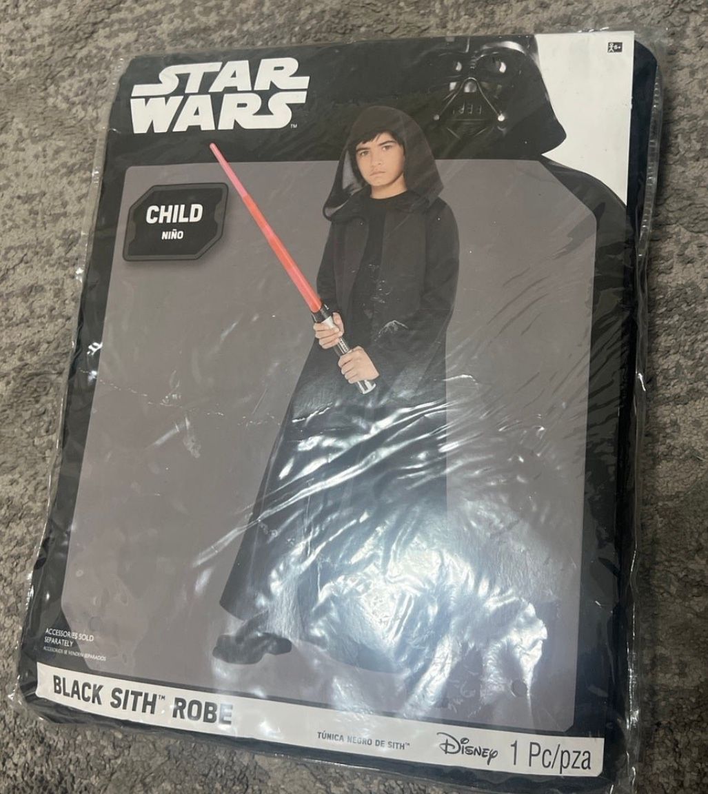 Disney Star Wars Black Sith Robe Costume fits a size 10 and up