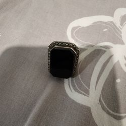 Silver Ring  And Black Onix Stone 