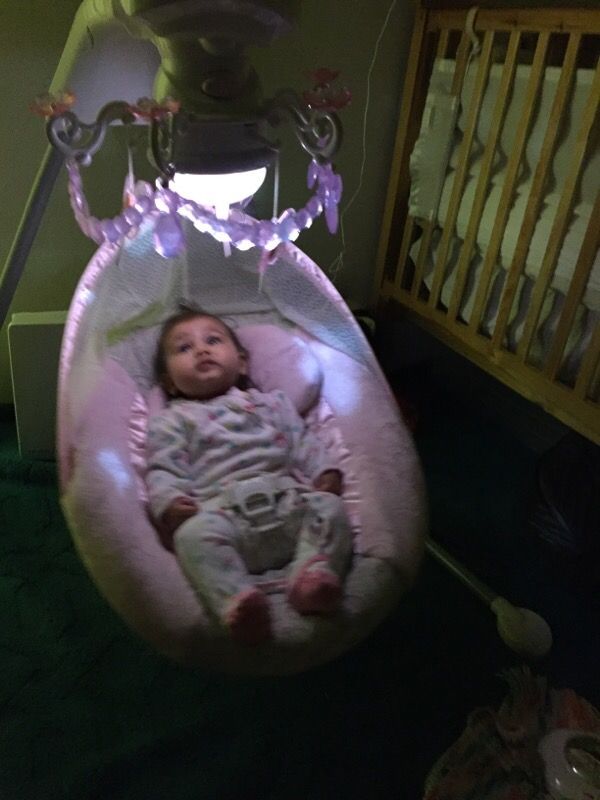 Chandelier pink baby swing butterfly for Sale in Pacifica, CA OfferUp