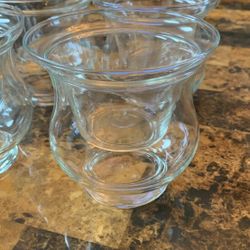 4 vintage glass shrimp/crab cocktail overs with liners
