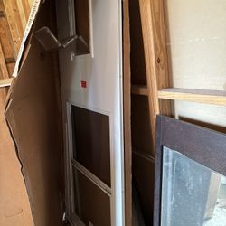 Pet Entry Vinyl Storm Door 36in X 80 In  Pet door opening is 10-1/2 in. x 15