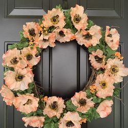 Peach Flowers 18 Inch Wreath