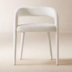 CB2 LISETTE WHITE PERFORMANCE FABRIC DINING ARMCHAIR