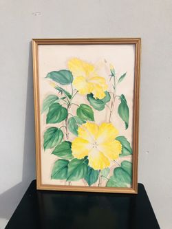 Yellow Floral Print Hibiscus Flower Picture