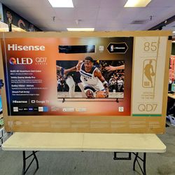 HISENSE 85 INCH QLED 144HZ TV'S IN STOCK 85QD75N HDMI 2.1 FULL ARRAY W/WARRANTY - PAYMENT PLAMS