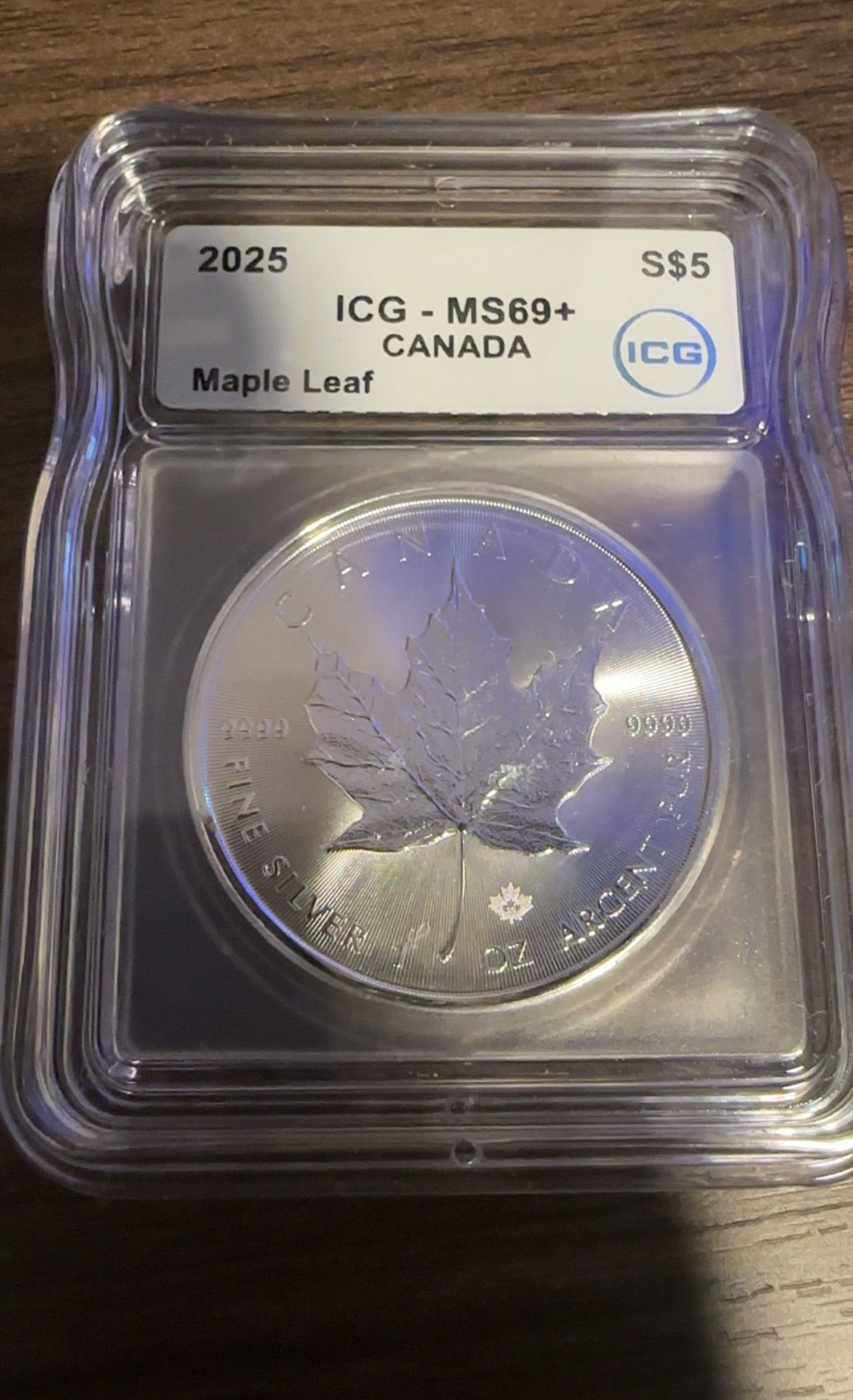 2025, ICG, MS69+, S$5, Maple Leaf, King Charles.