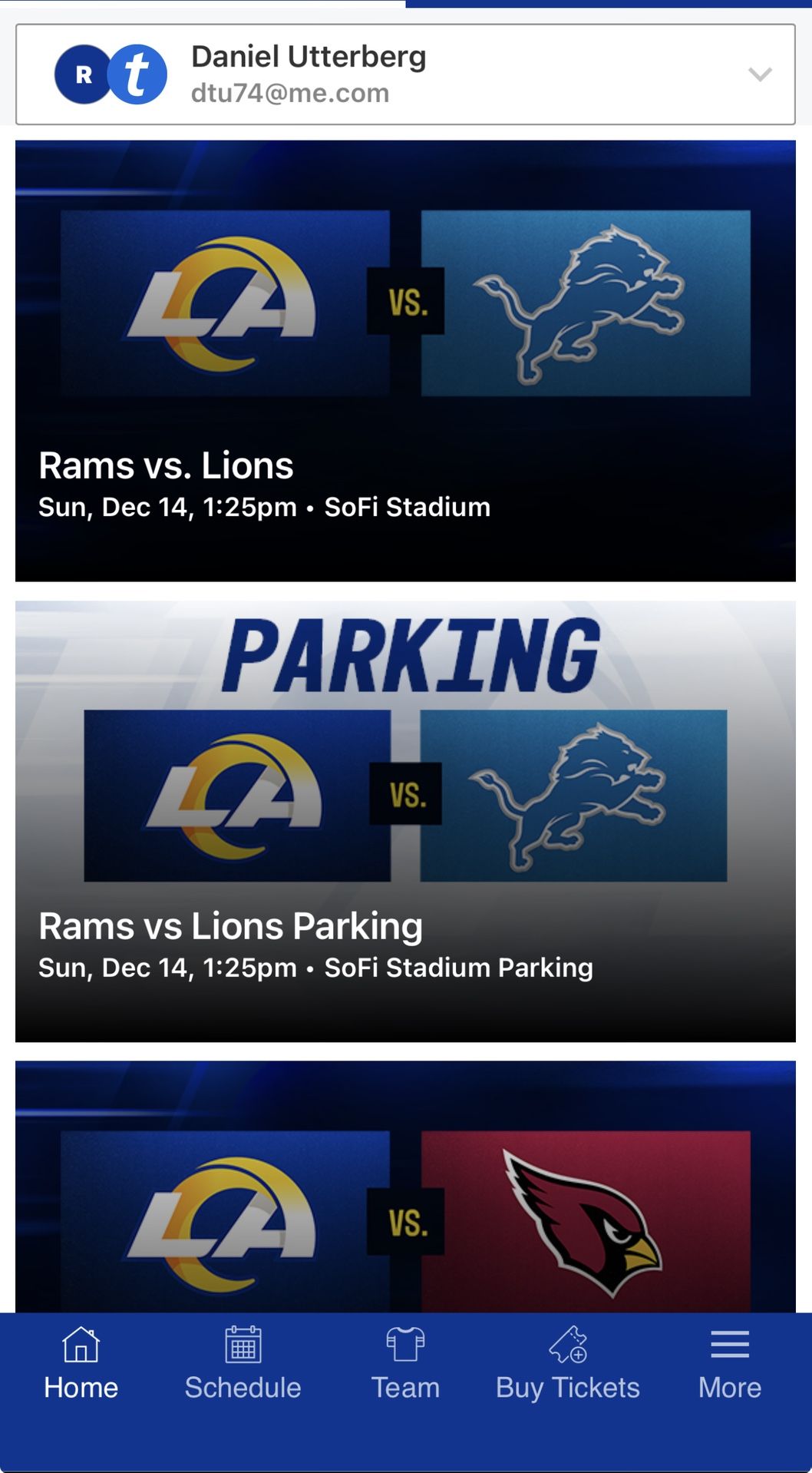 Ram vs Lions (2) VIP Club Tickets Section 116