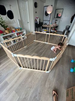 Wooden baby playpen